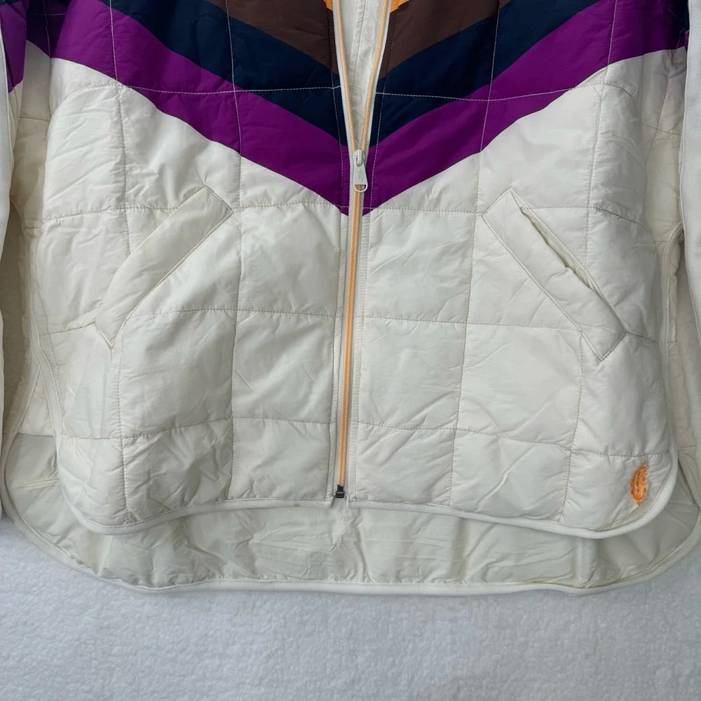 Free People x Hatch Multicolored Ivory Chevron Combo Maternity Puffer Jacket S - Picture 14 of 16